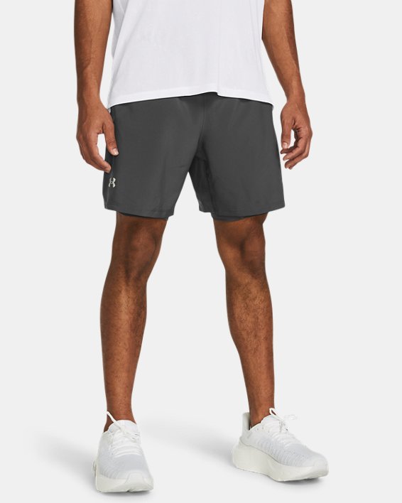 Men's UA Launch 2-in-1 7" Shorts, Gray, pdpMainDesktop image number 0